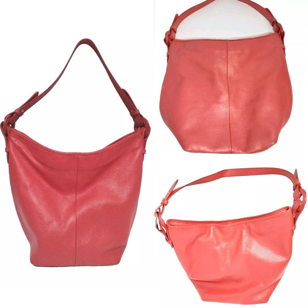 Coldwater Creek Genuine Leather Peach Hobo Shoulder Bag Purse Boho Chic